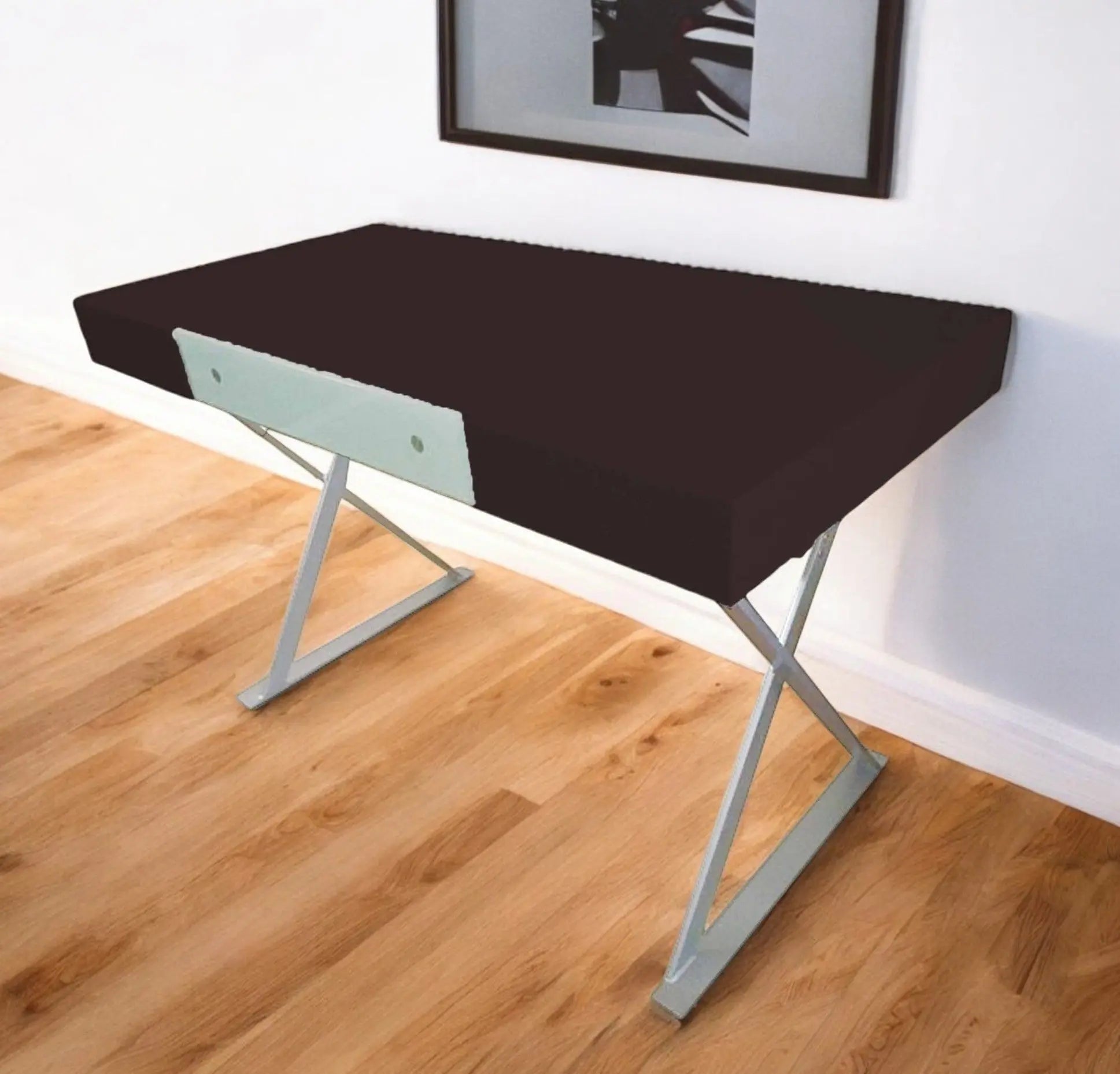 48" Espresso and Silver Wood and Metal Computer Desk Homeroots Office