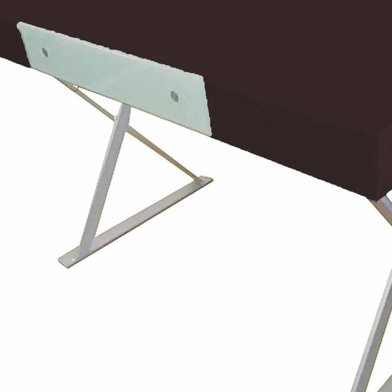 48" Espresso and Silver Wood and Metal Computer Desk Homeroots Office