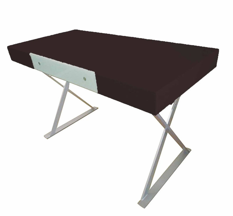 48" Espresso and Silver Wood and Metal Computer Desk Homeroots Office