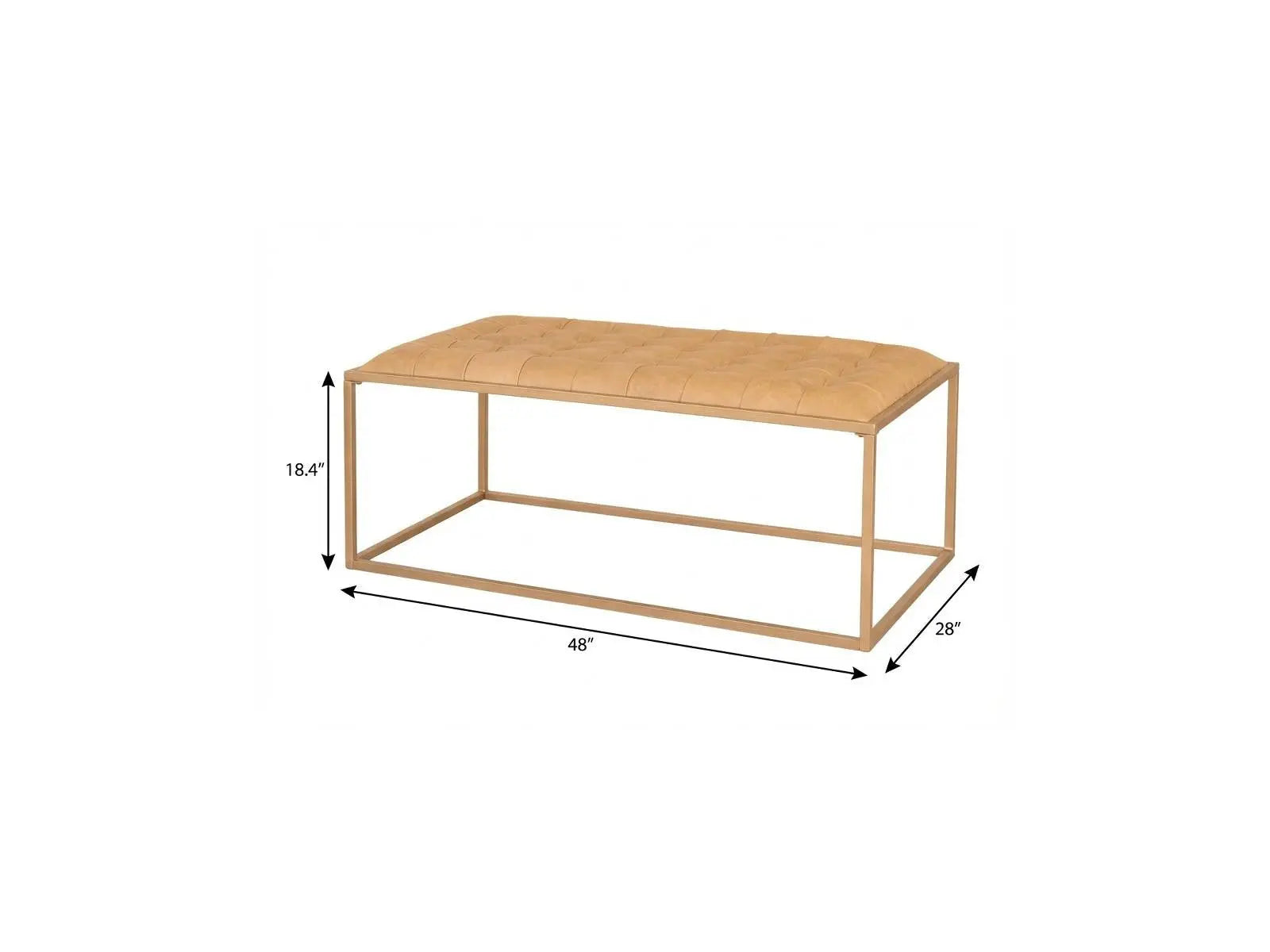 48" Gold And Brown Leather Rectangular Coffee Table Homeroots Living Room