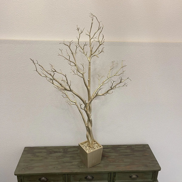 48" Gold Artificial Manzanita Tree In Gold Planter Pot Homeroots Home Decor