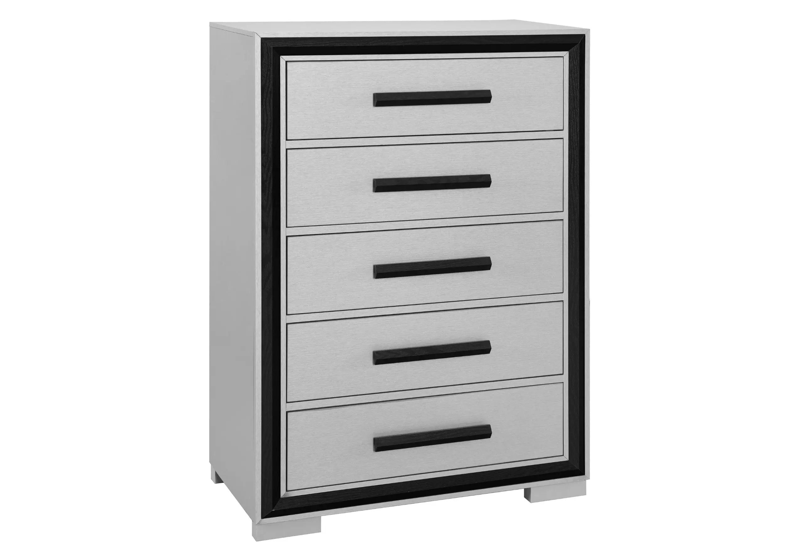 48" Gray And Black Wood Five Drawer Dresser Homeroots Bed & Bath