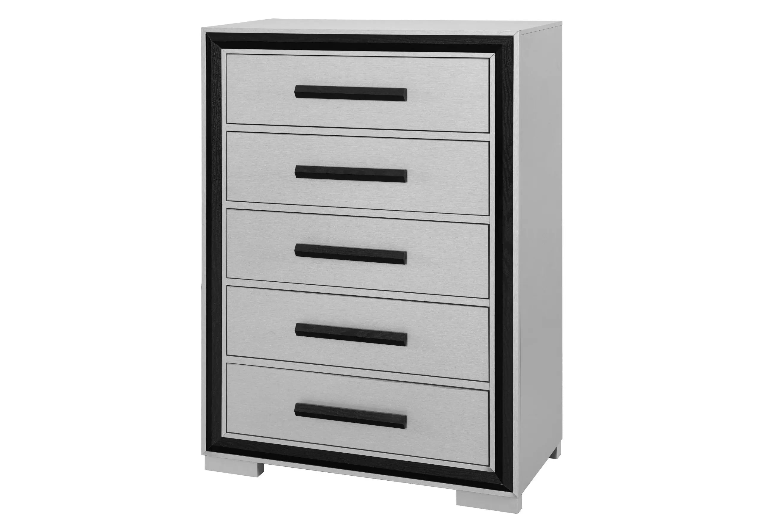 48" Gray And Black Wood Five Drawer Dresser Homeroots Bed & Bath
