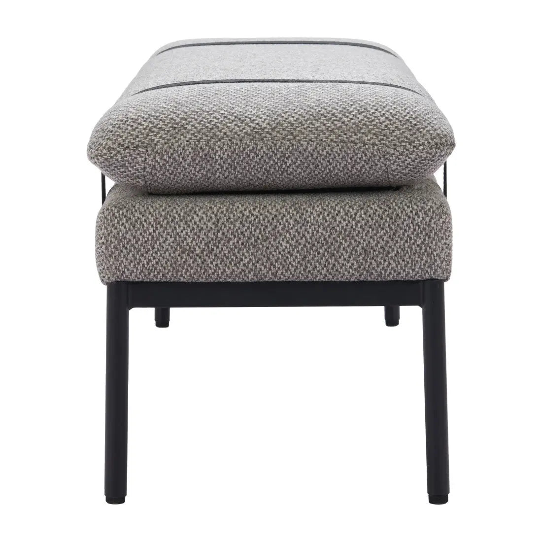 48" Gray and Black Fabric and Steel Upholstered Bench Homeroots Living Room