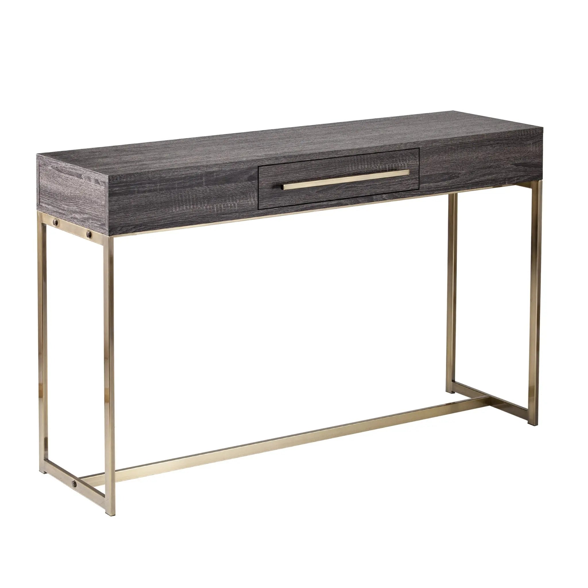 48" Gray and Gold Frame Console Table And Drawers Homeroots Living Room