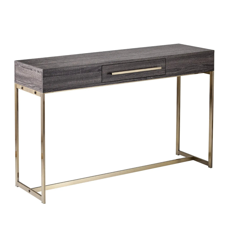 48" Gray and Gold Frame Console Table And Drawers Homeroots Living Room