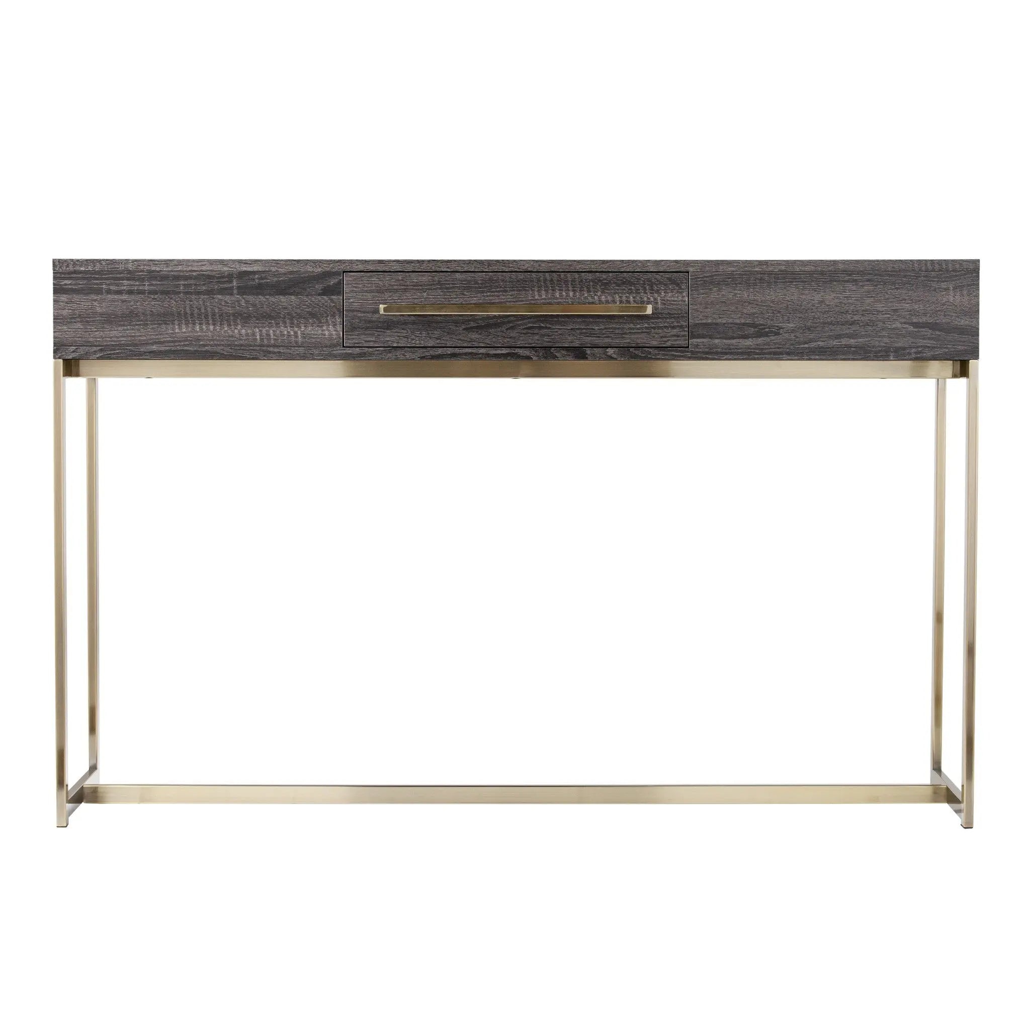 48" Gray and Gold Frame Console Table And Drawers Homeroots Living Room