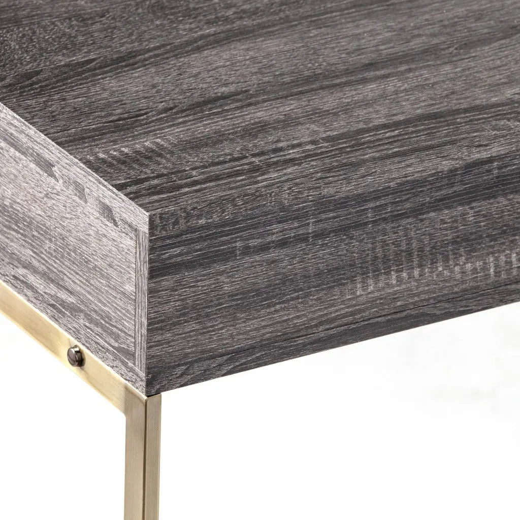 48" Gray and Gold Frame Console Table And Drawers Homeroots Living Room