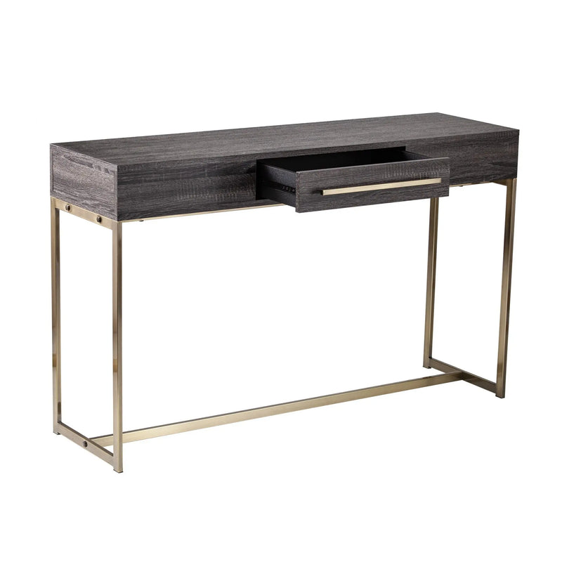 48" Gray and Gold Frame Console Table And Drawers Homeroots Living Room