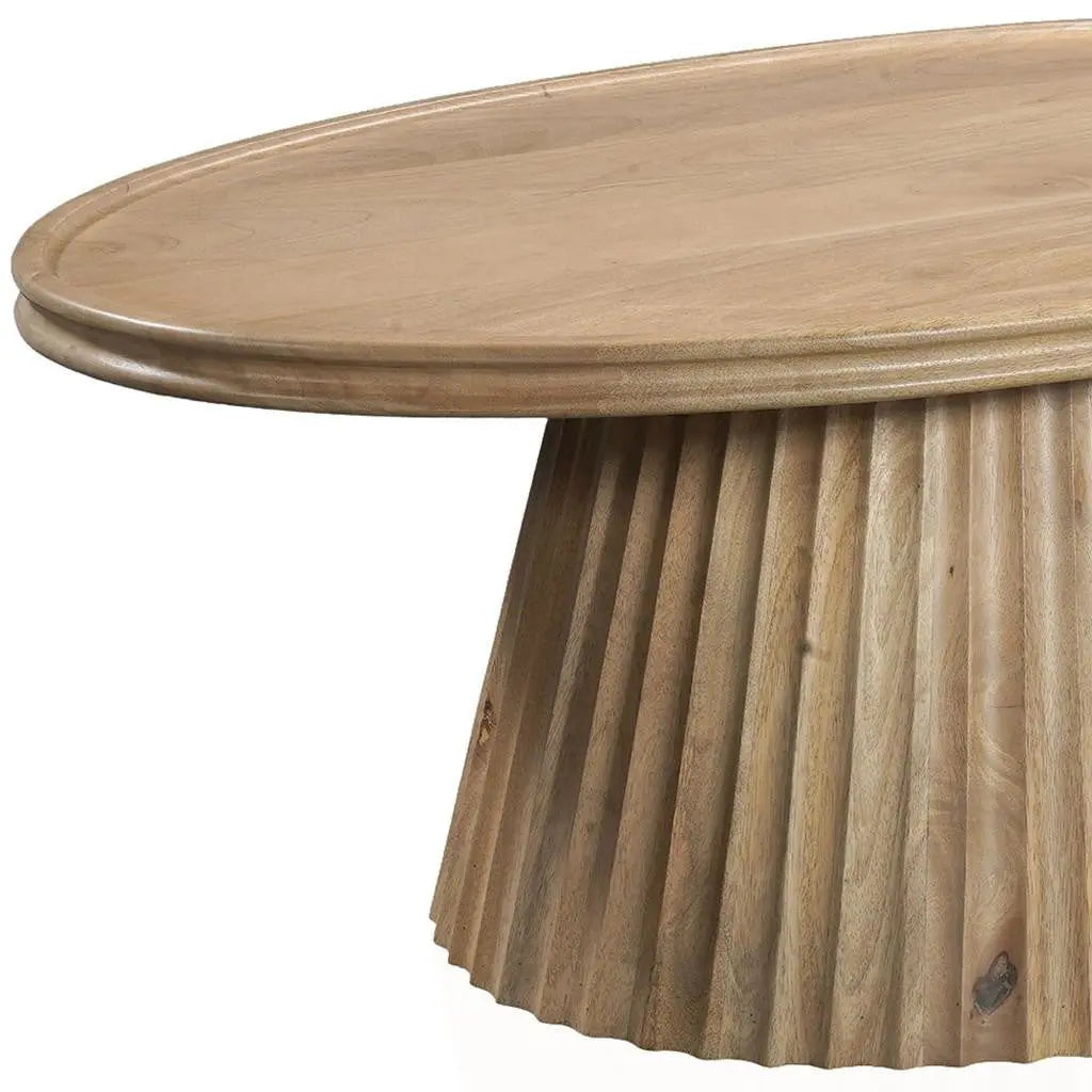 48" Light Brown Solid Wood Oval Pedestal Coffee Table Homeroots Living Room