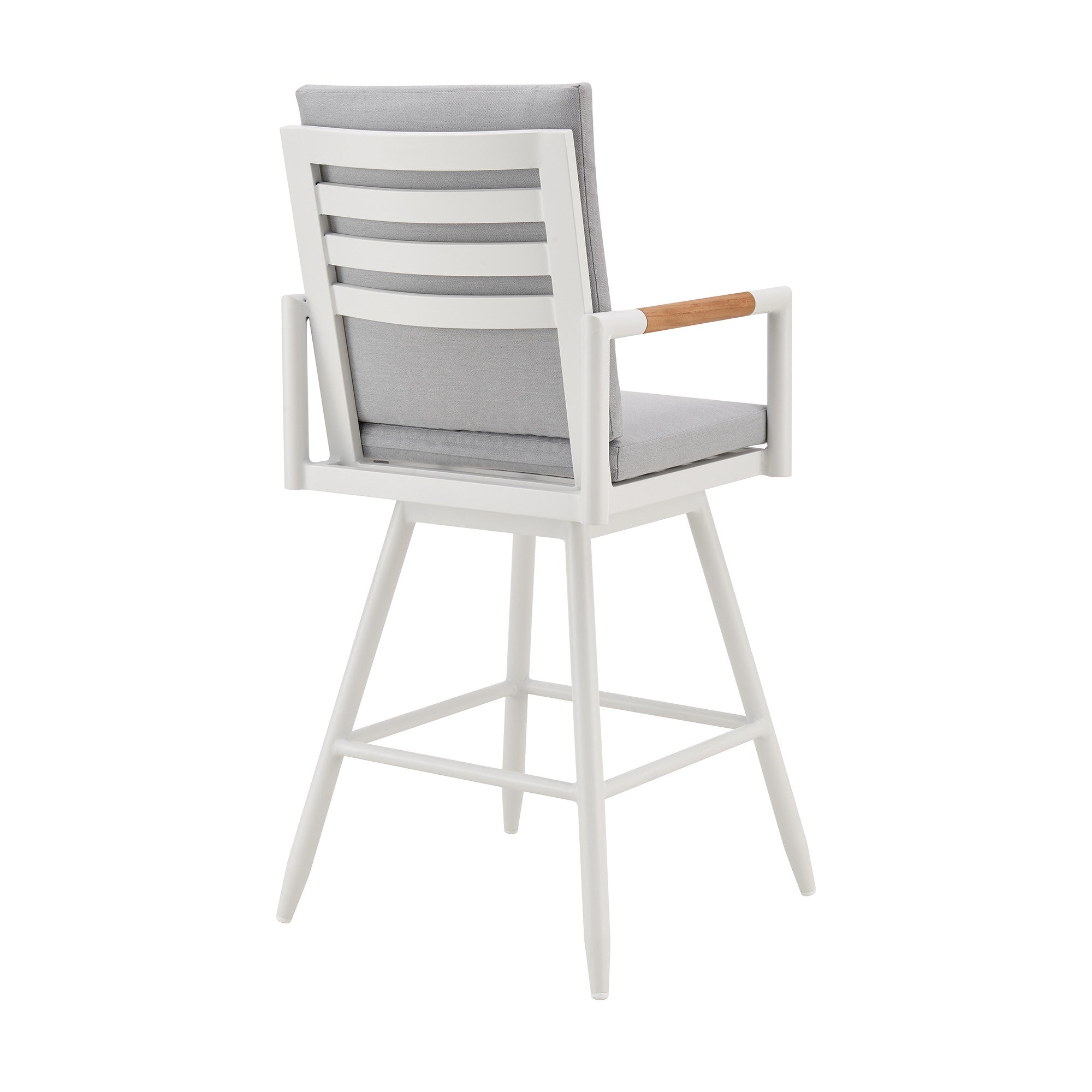 48" Light Gray Metal Swivel Outdoor Bar Height chair with Footrest - GreatEagleInc
