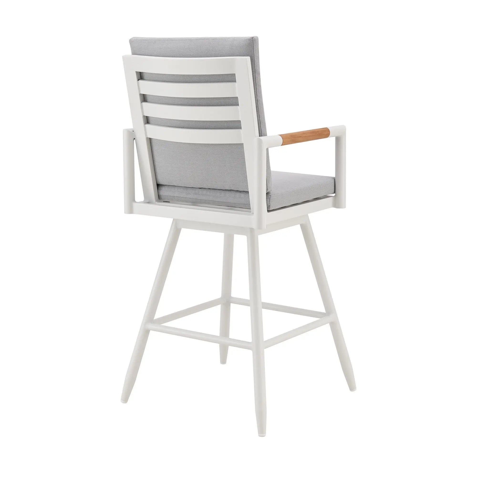 48" Light Gray Metal Swivel Outdoor Bar Height chair with Footrest - GreatEagleInc