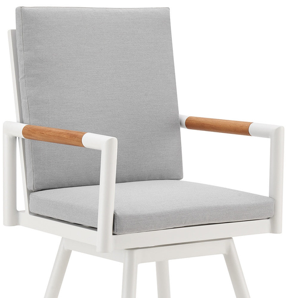 48" Light Gray Metal Swivel Outdoor Bar Height chair with Footrest - GreatEagleInc