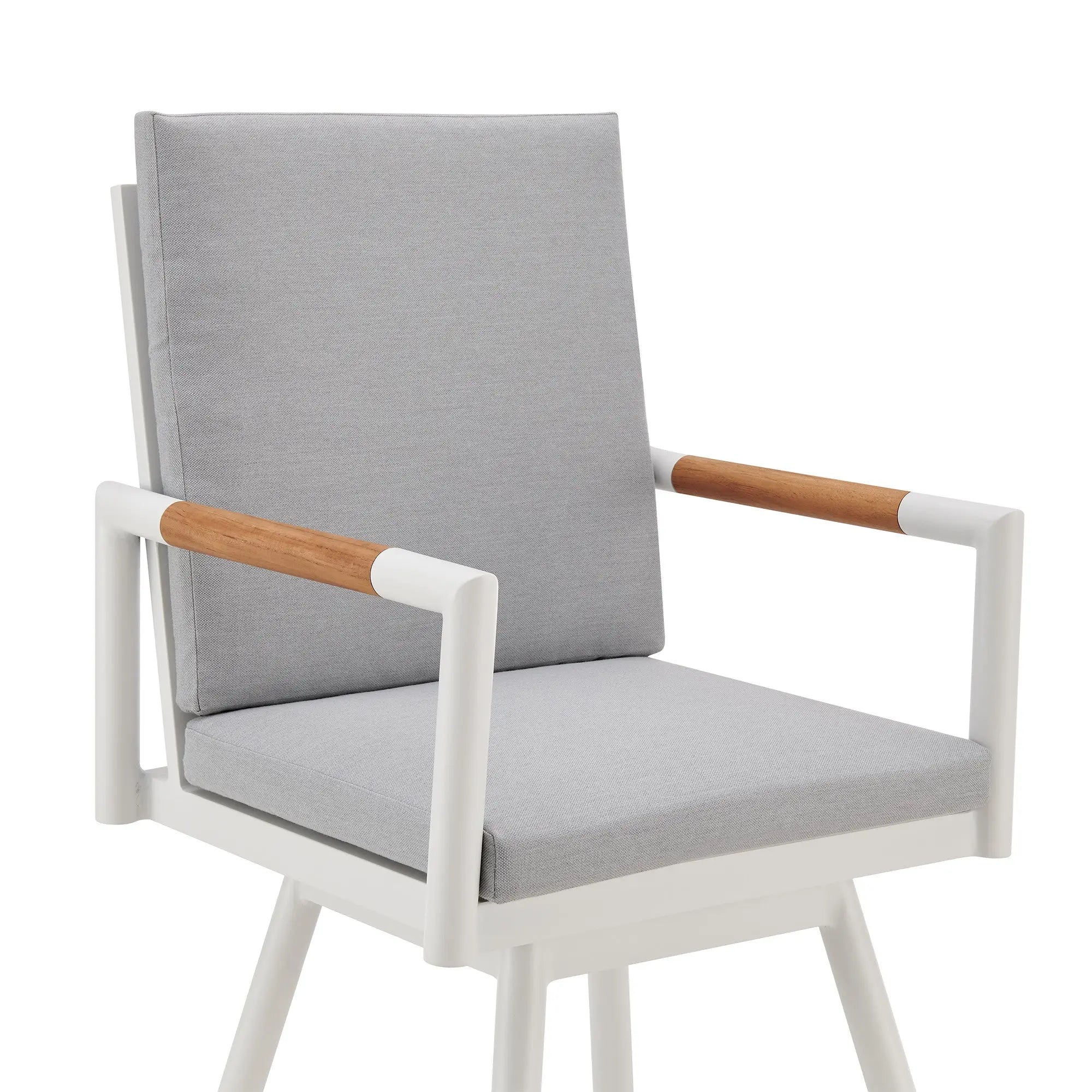 48" Light Gray Metal Swivel Outdoor Bar Height chair with Footrest - GreatEagleInc