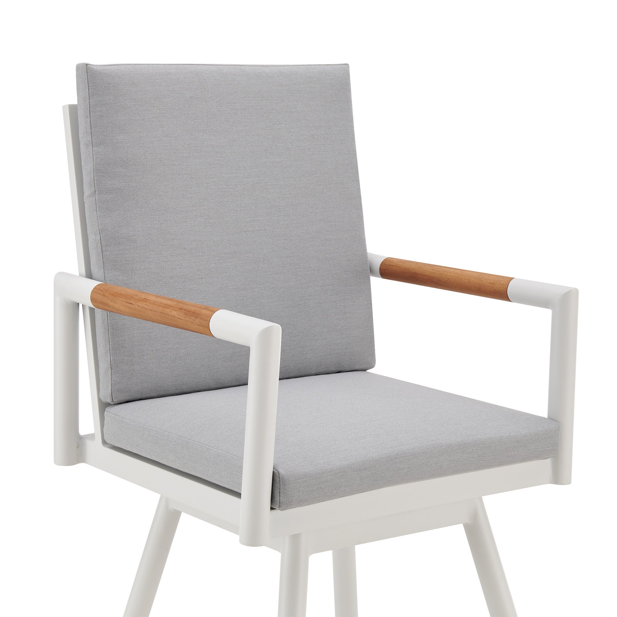 48" Light Gray Metal Swivel Outdoor Bar Height chair with Footrest - GreatEagleInc