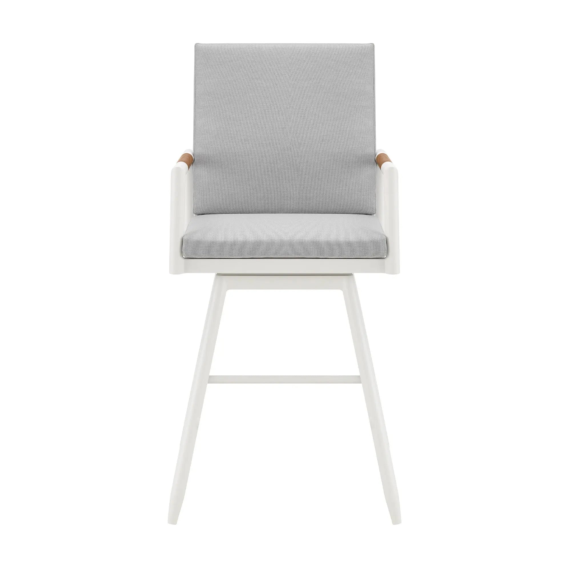 48" Light Gray Metal Swivel Outdoor Bar Height chair with Footrest - GreatEagleInc