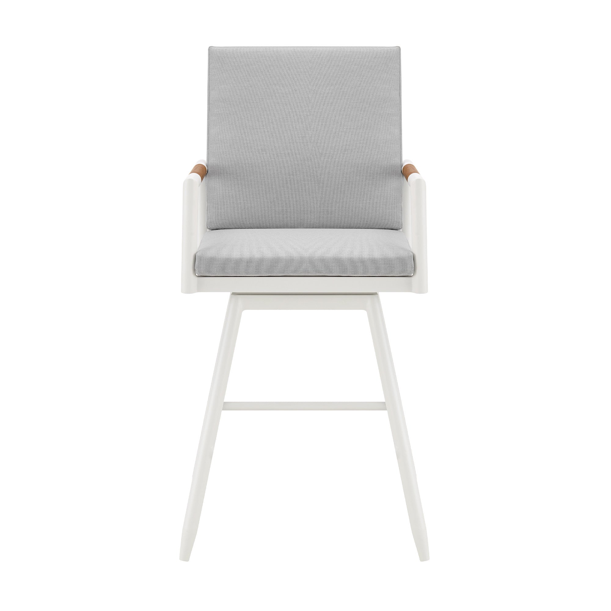 48" Light Gray Metal Swivel Outdoor Bar Height chair with Footrest - GreatEagleInc