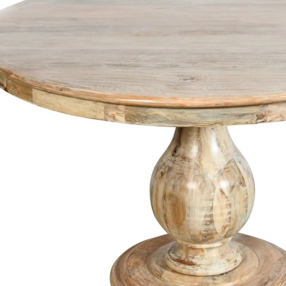 48" Natural Solid Wood Pedestal Base Round Top Dining Table Homeroots Kitchen & Dining