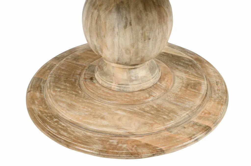 48" Natural Solid Wood Pedestal Base Round Top Dining Table Homeroots Kitchen & Dining
