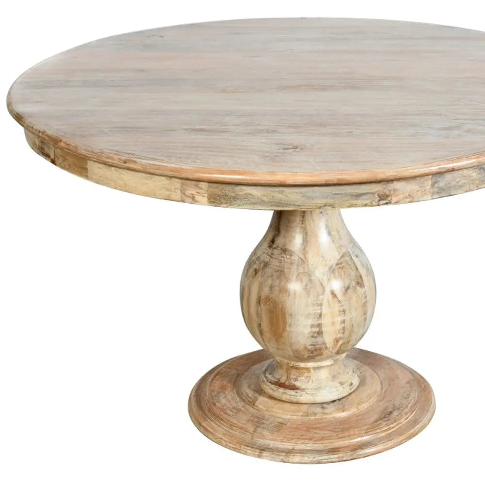 48" Natural Solid Wood Pedestal Base Round Top Dining Table Homeroots Kitchen & Dining