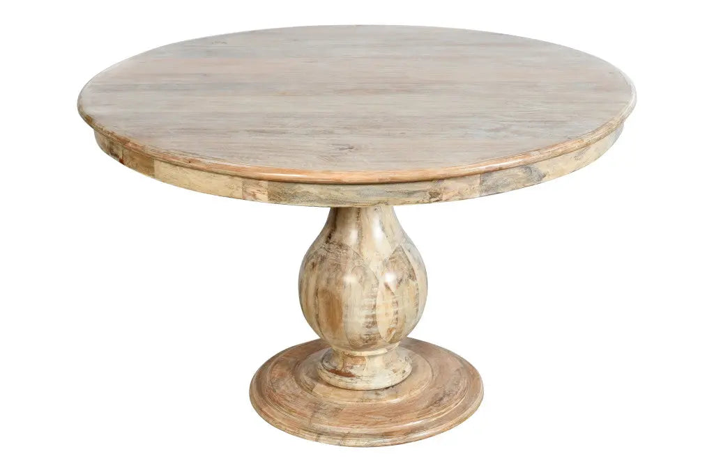 48" Natural Solid Wood Pedestal Base Round Top Dining Table Homeroots Kitchen & Dining