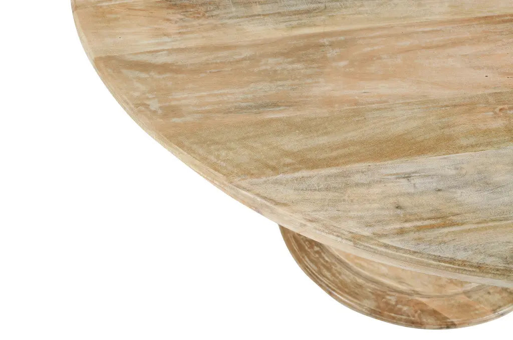 48" Natural Solid Wood Pedestal Base Round Top Dining Table Homeroots Kitchen & Dining