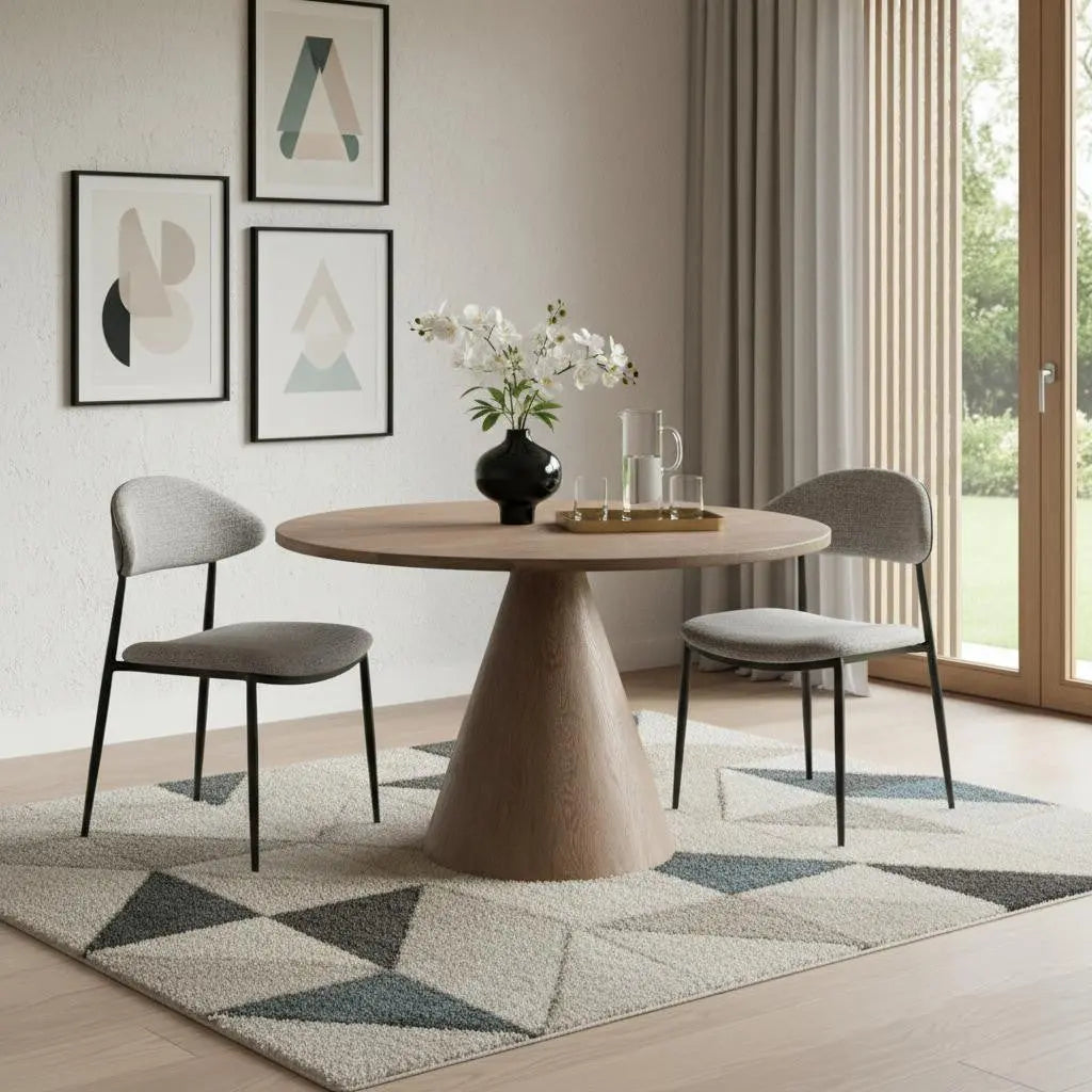 48" Natural Solid Wood Pedestal Base Round Top Dining Table Homeroots Kitchen & Dining