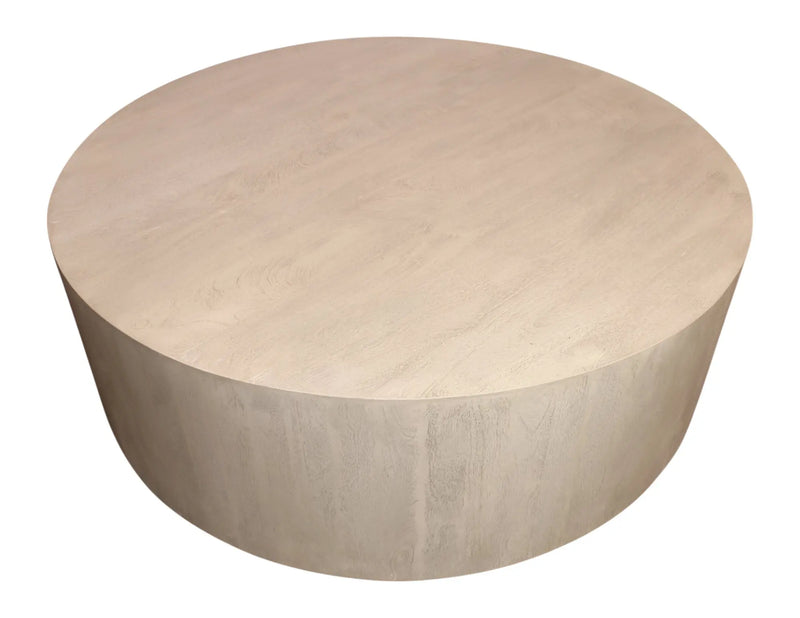 48" Natural Solid Wood Round Distressed Coffee Table Homeroots Living Room