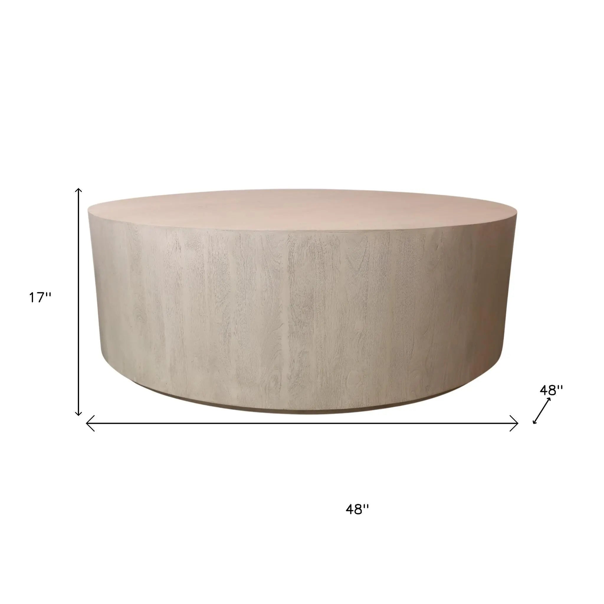 48" Natural Solid Wood Round Distressed Coffee Table Homeroots Living Room