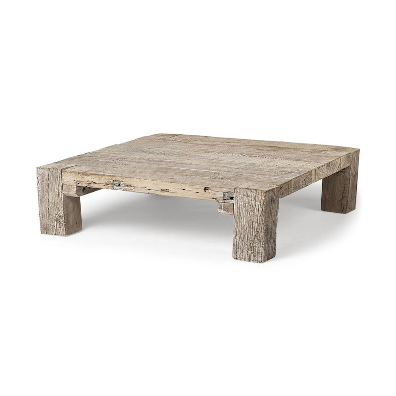 48" Natural Wood Distressed Coffee Table Homeroots Living Room