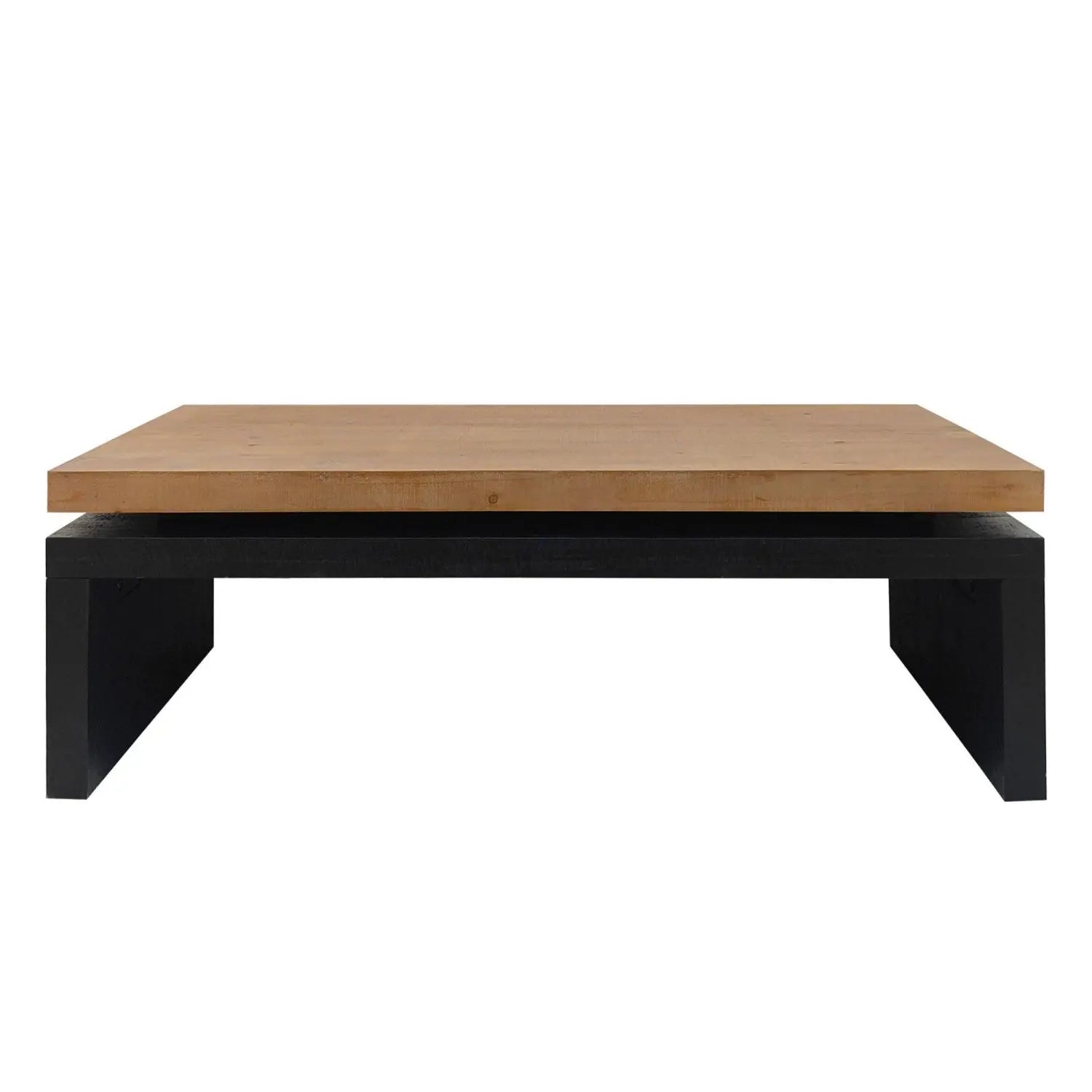 48" Natural and Black Wood Floating Frame Coffee Table Homeroots Living Room