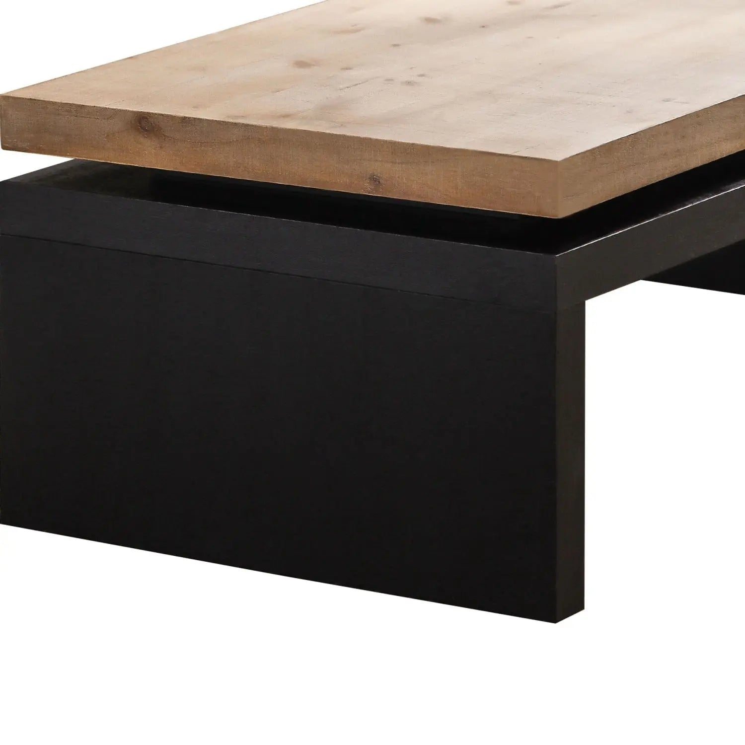 48" Natural and Black Wood Floating Frame Coffee Table Homeroots Living Room