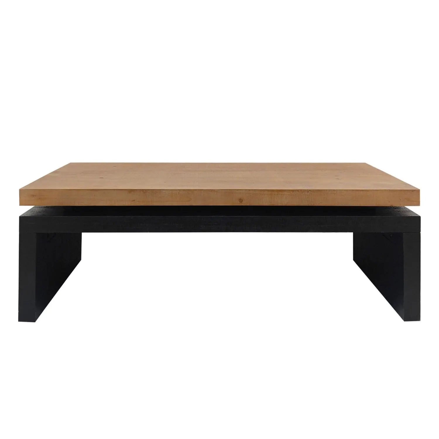 48" Natural and Black Wood Floating Frame Coffee Table Homeroots Living Room