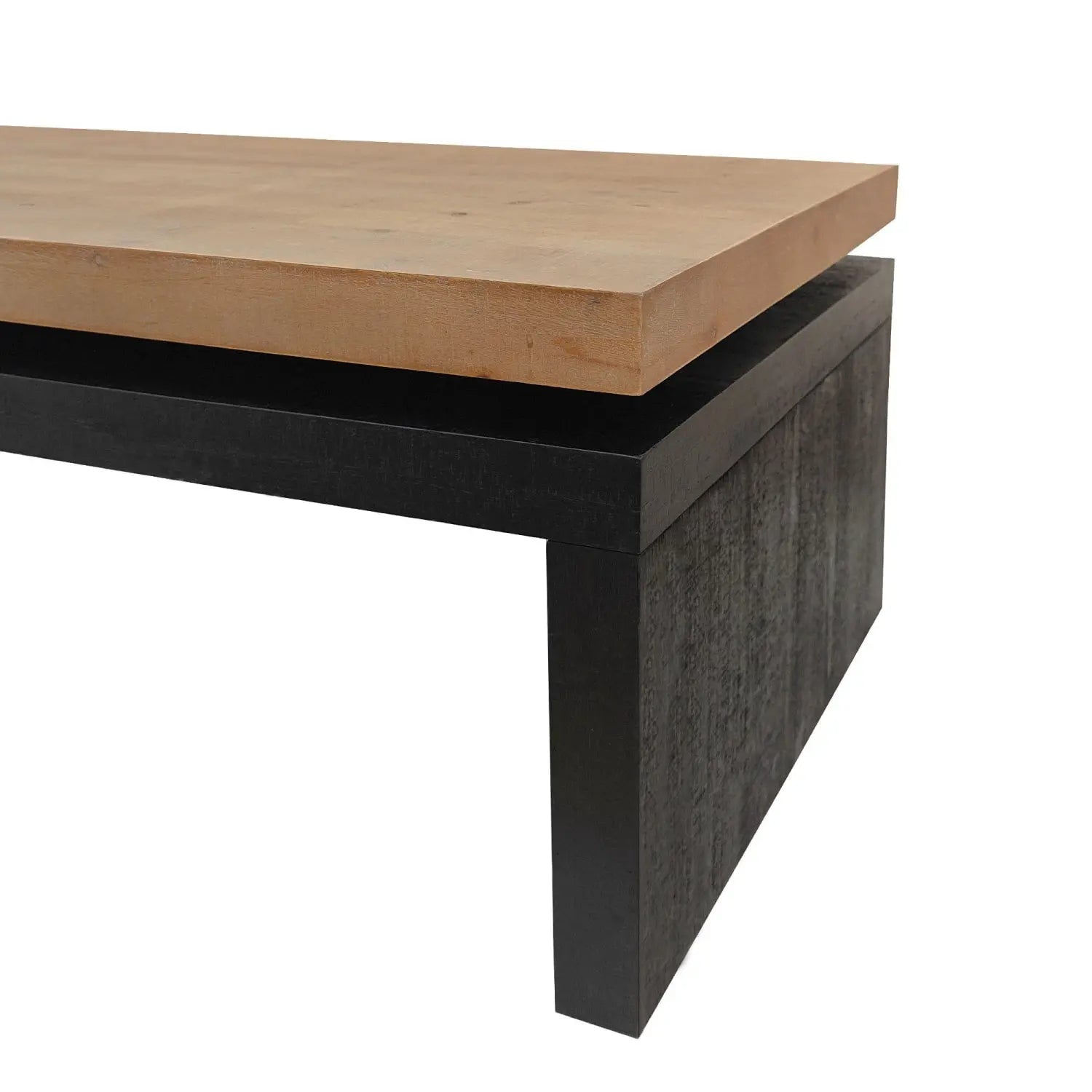48" Natural and Black Wood Floating Frame Coffee Table Homeroots Living Room