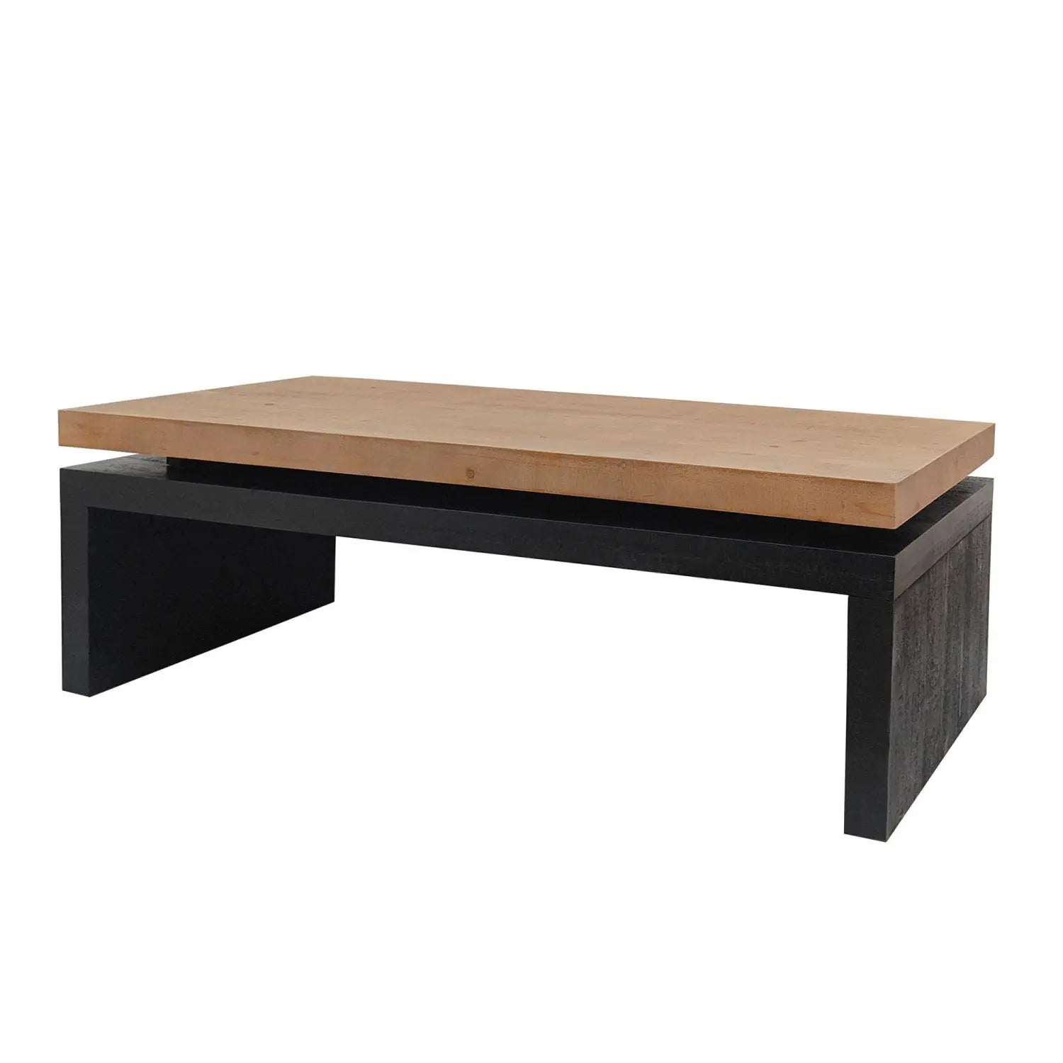 48" Natural and Black Wood Floating Frame Coffee Table Homeroots Living Room