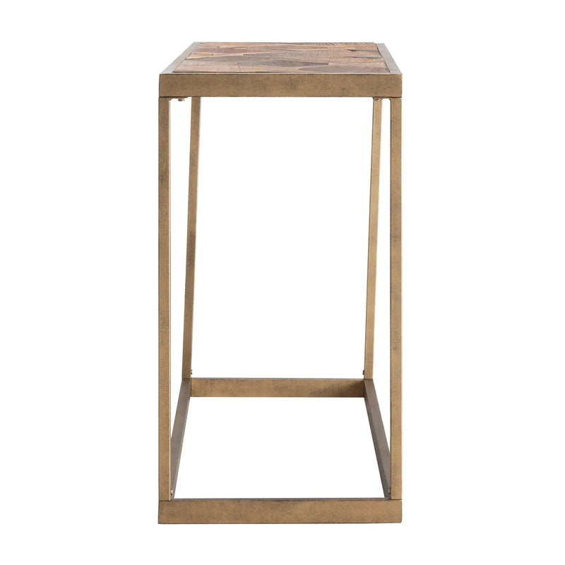 48" Natural and Brass Reclaimed Wood Frame Console Table Homeroots Living Room