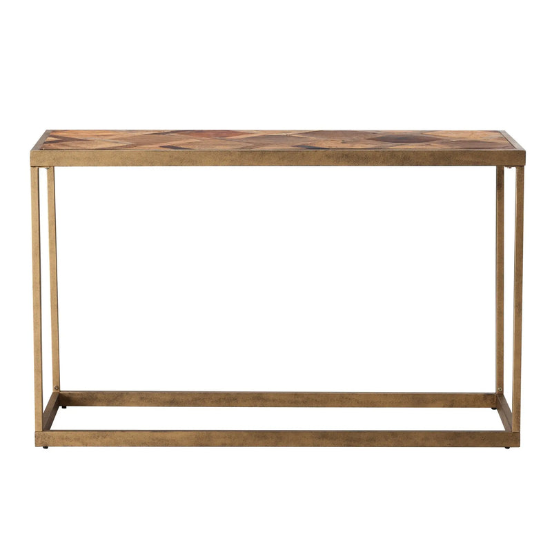 48" Natural and Brass Reclaimed Wood Frame Console Table Homeroots Living Room