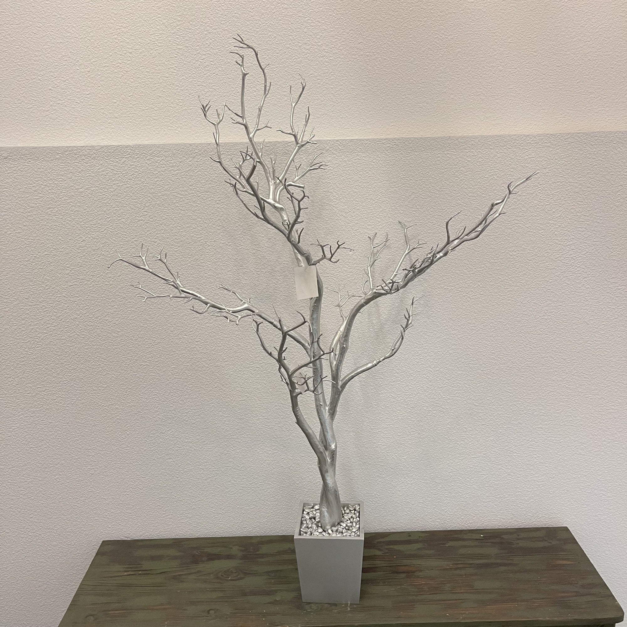 48" Silver Artificial Manzanita Tree In Silver Planter Pot Homeroots Home Decor