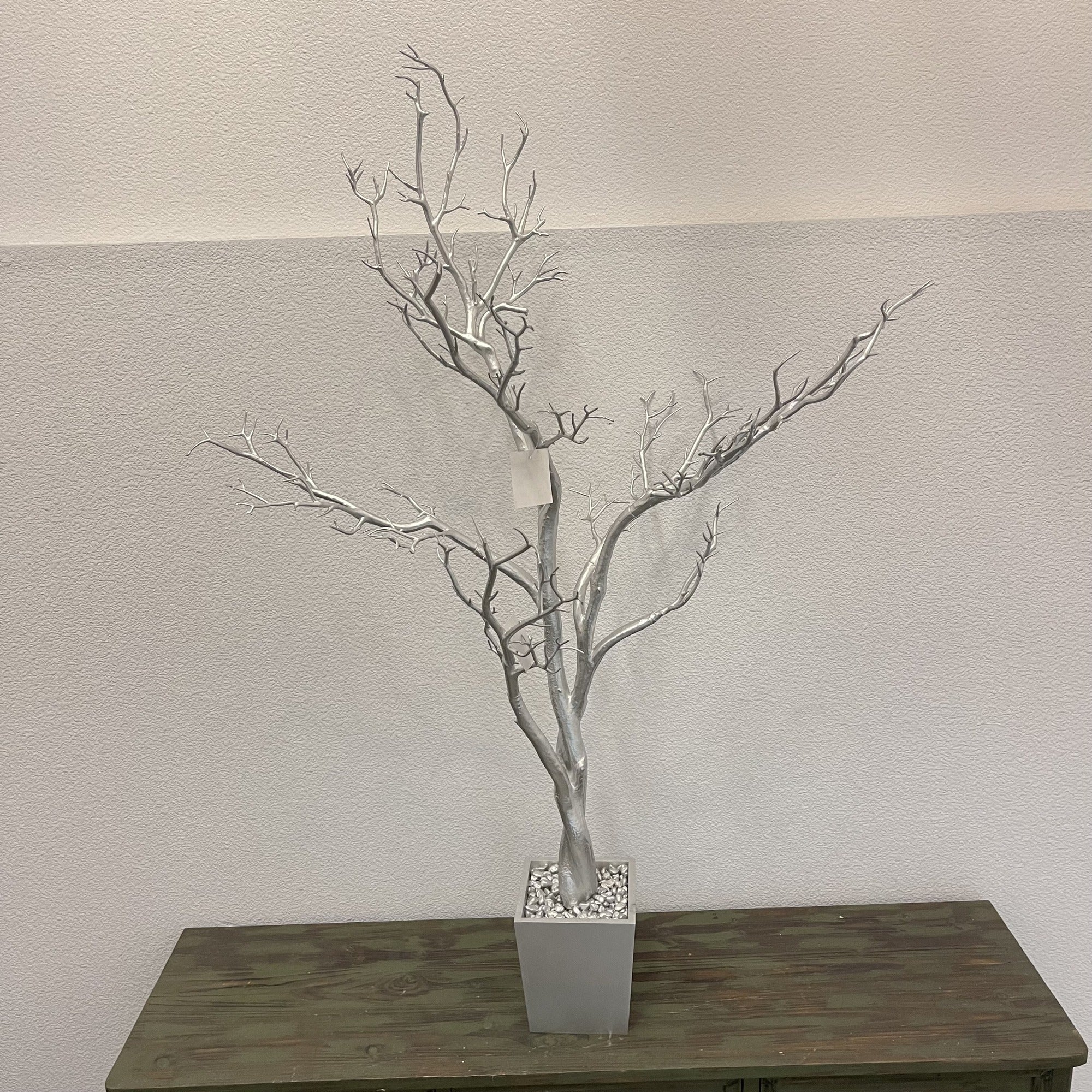 48" Silver Artificial Manzanita Tree In Silver Planter Pot Homeroots Home Decor