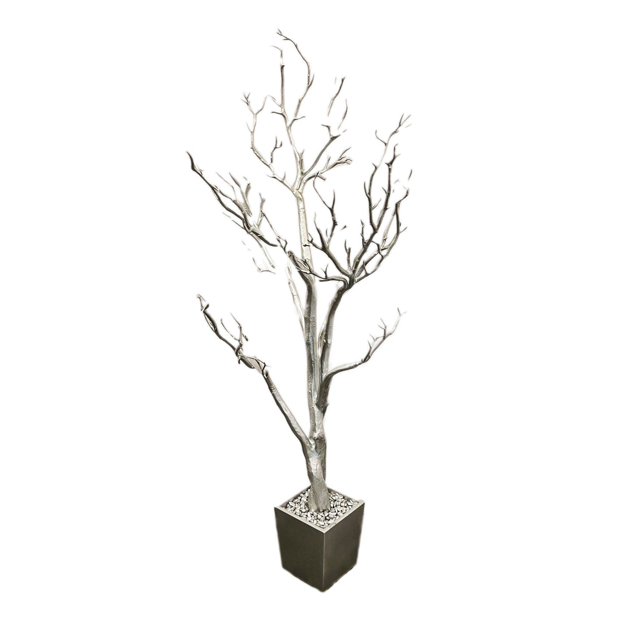48" Silver Artificial Manzanita Tree In Silver Planter Pot Homeroots Home Decor