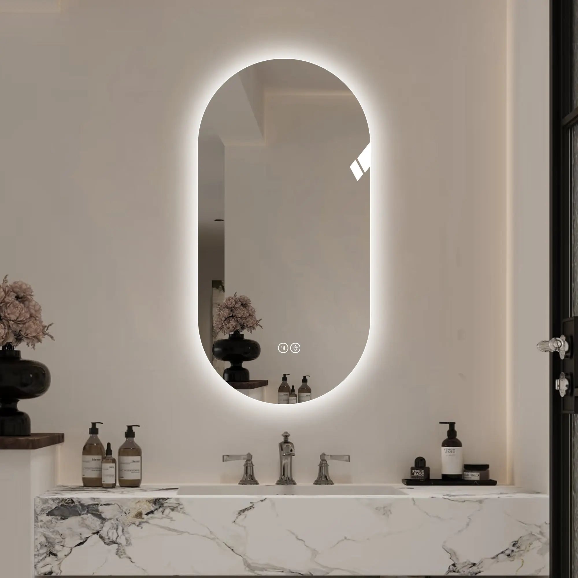 48" Silver Oval Lighted Frameless Bathroom Vanity Mirror Homeroots Bed & Bath