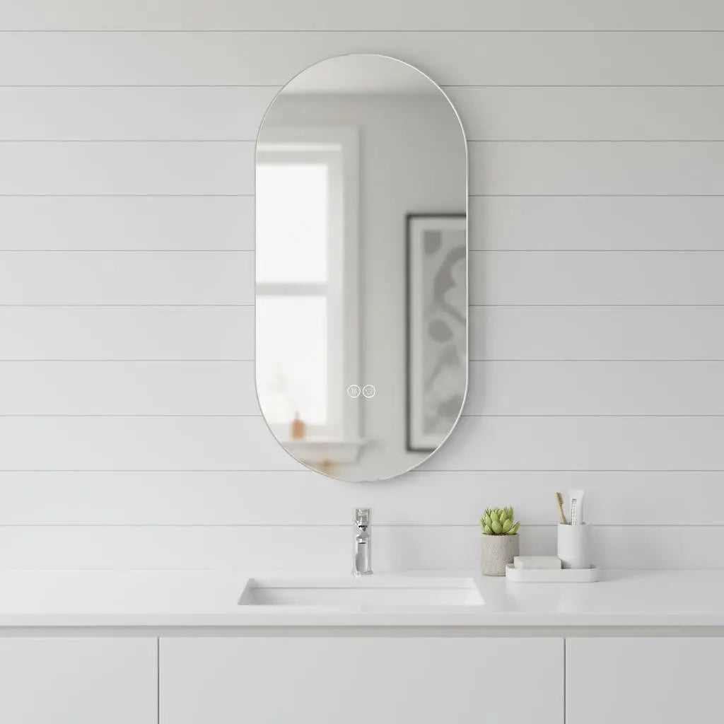 48" Silver Oval Lighted Frameless Bathroom Vanity Mirror Homeroots Bed & Bath