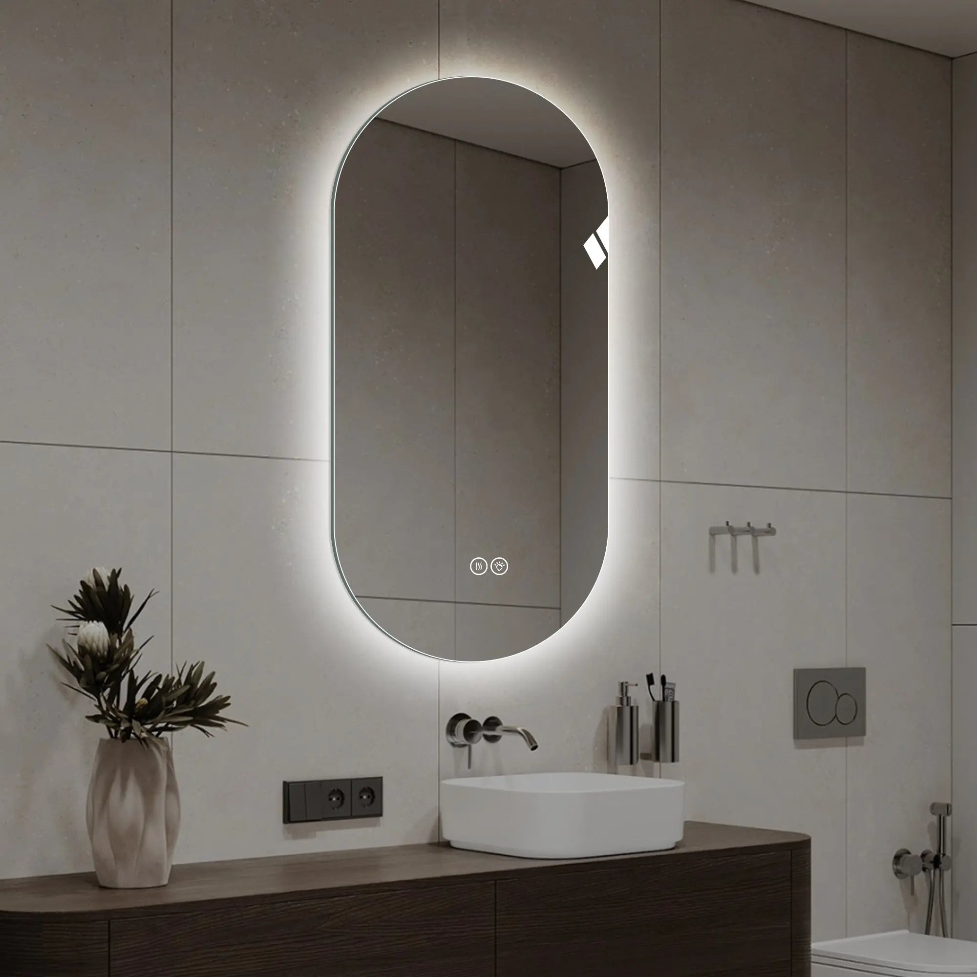 48" Silver Oval Lighted Frameless Bathroom Vanity Mirror Homeroots Bed & Bath