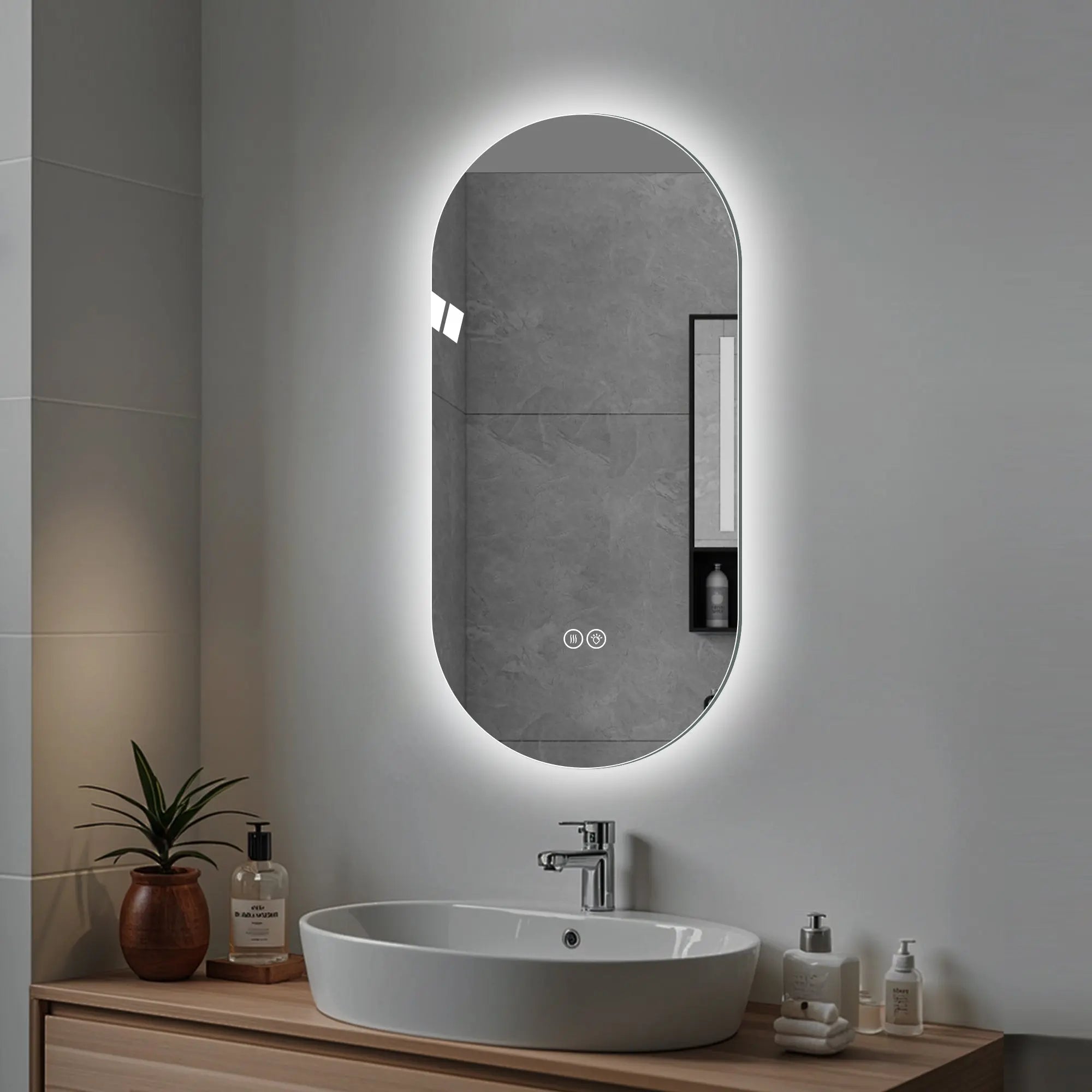 48" Silver Oval Lighted Frameless Bathroom Vanity Mirror Homeroots Bed & Bath