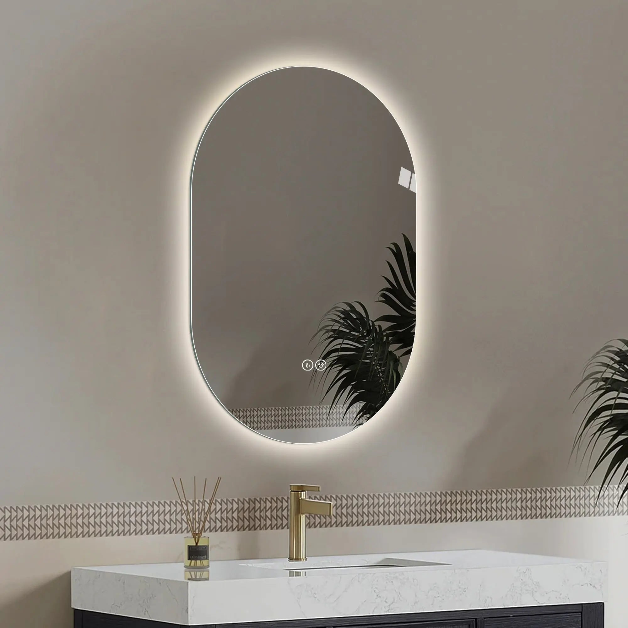 48" Silver Oval Lighted Frameless Bathroom Vanity Mirror Homeroots Bed & Bath