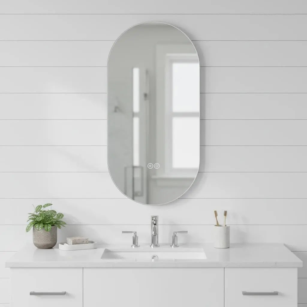 48" Silver Oval Lighted Frameless Bathroom Vanity Mirror Homeroots Bed & Bath