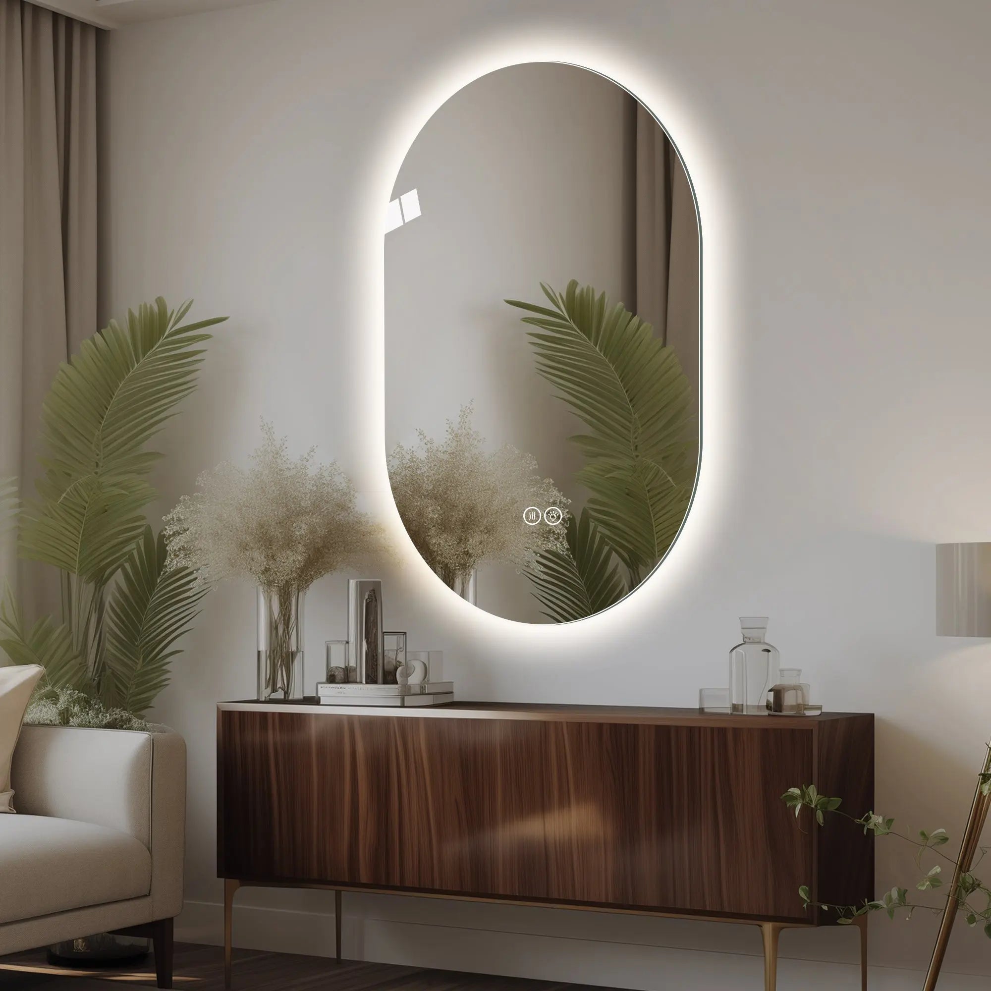 48" Silver Oval Lighted Frameless Bathroom Vanity Mirror Homeroots Bed & Bath