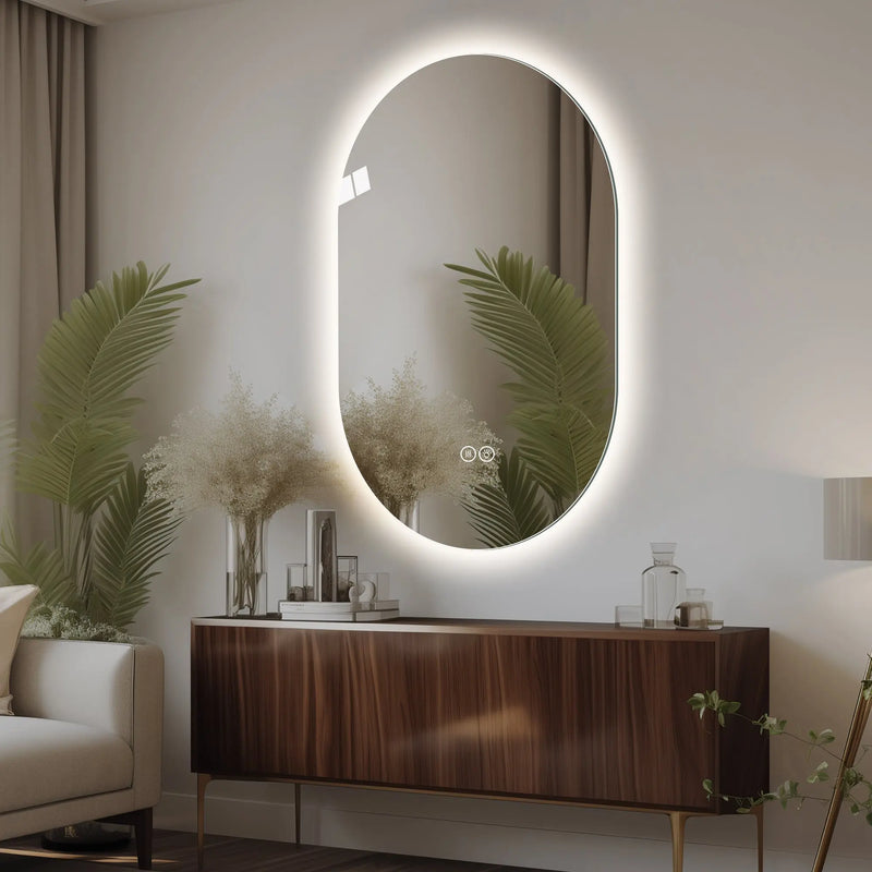 48" Silver Oval Lighted Frameless Bathroom Vanity Mirror Homeroots Bed & Bath