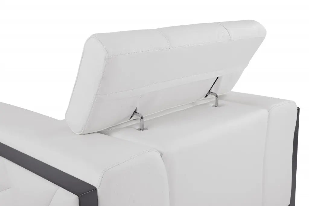 48" White And Gunmetal Italian Leather Arm Chair Homeroots Living Room