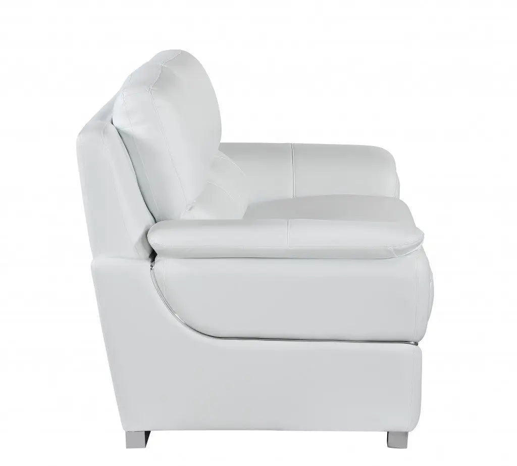 48" White And Silver Leather Match Club Chair Homeroots Living Room